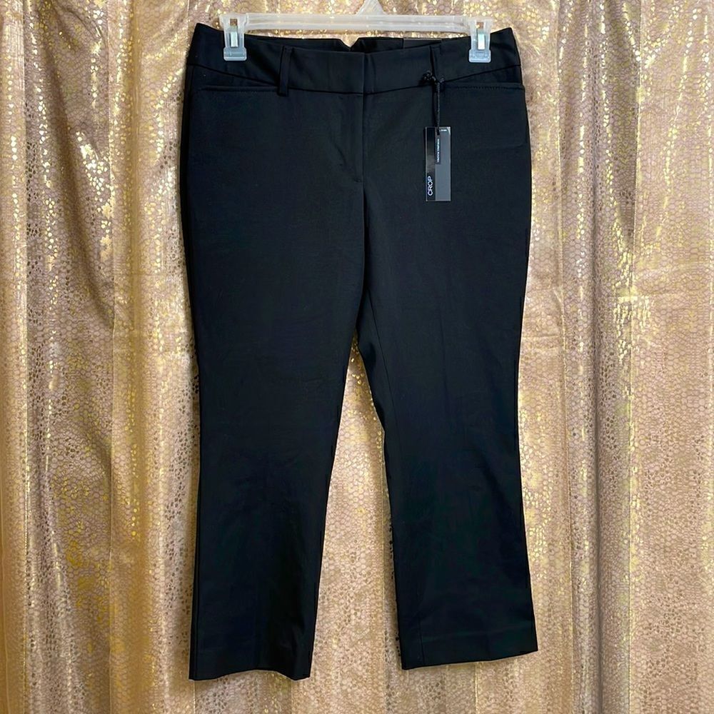 Vintage Express black cropped ankle office/business casual pants, size 8 NWT‎